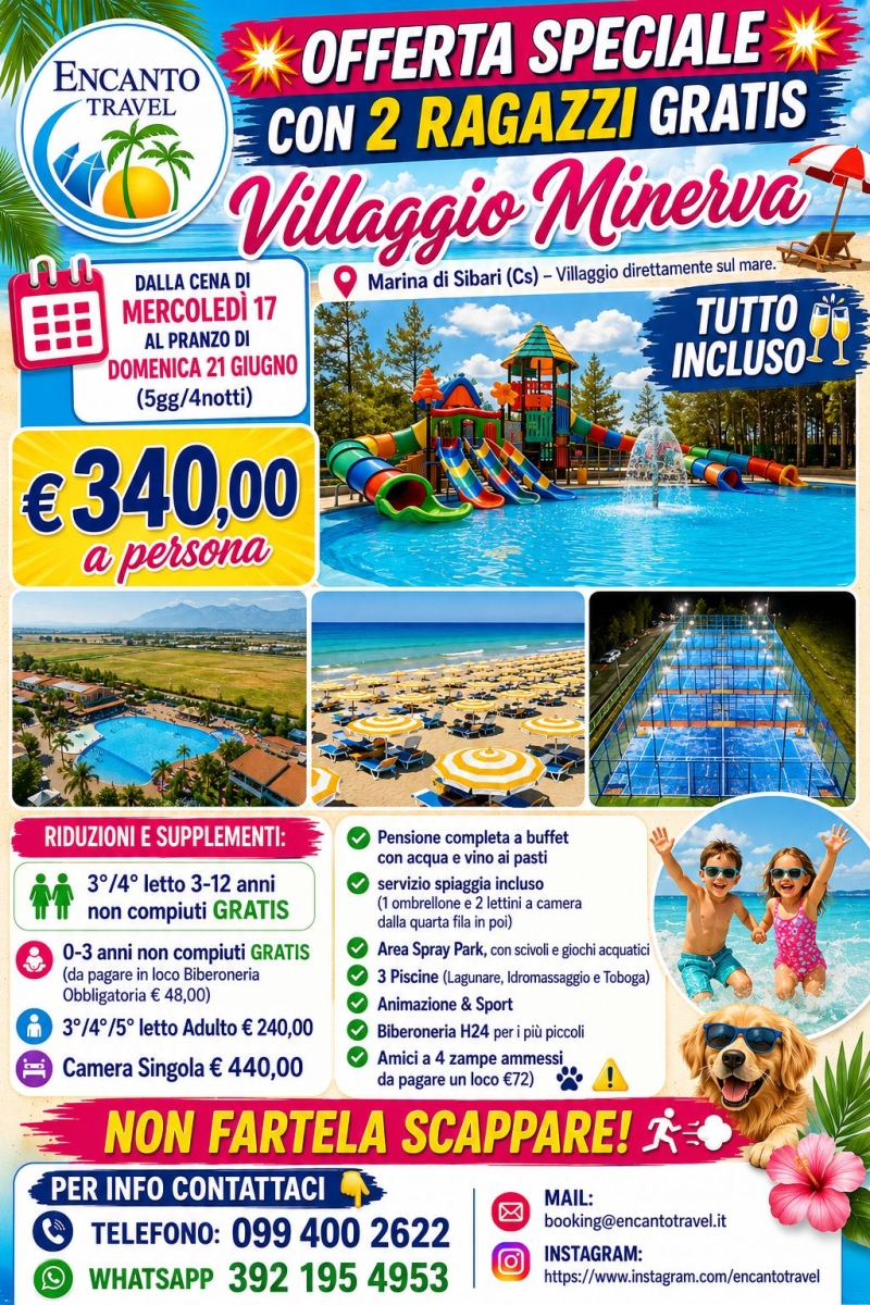 OFFERTA SPECIALE VILLAGGIO MINERVA 17-21 GIUGNO